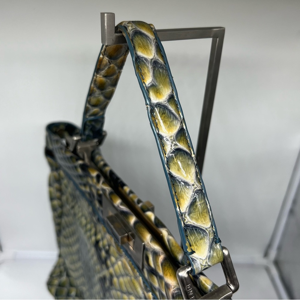 FENDI Peekaboo Iconic Watercolor Textured Snakeskin Embossed Leather Satchel Bag - Picture 7 of 17